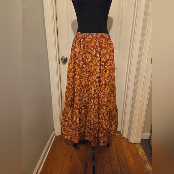 J. Crew Dresses & Skirts - J. Crew Floral Orange Maxi Skirt